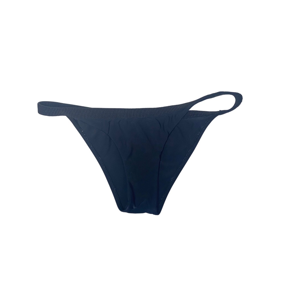 RYE Cutie Patooty Black Ribbed Waistband High Cut Bikini Bottom Size S